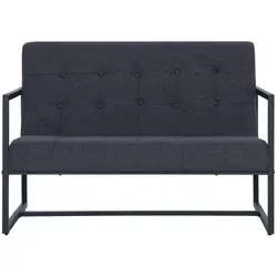 vidaXL 2-Sitzer-Sofa mit Armlehnen Dunkelgrau Stahl und Stoff