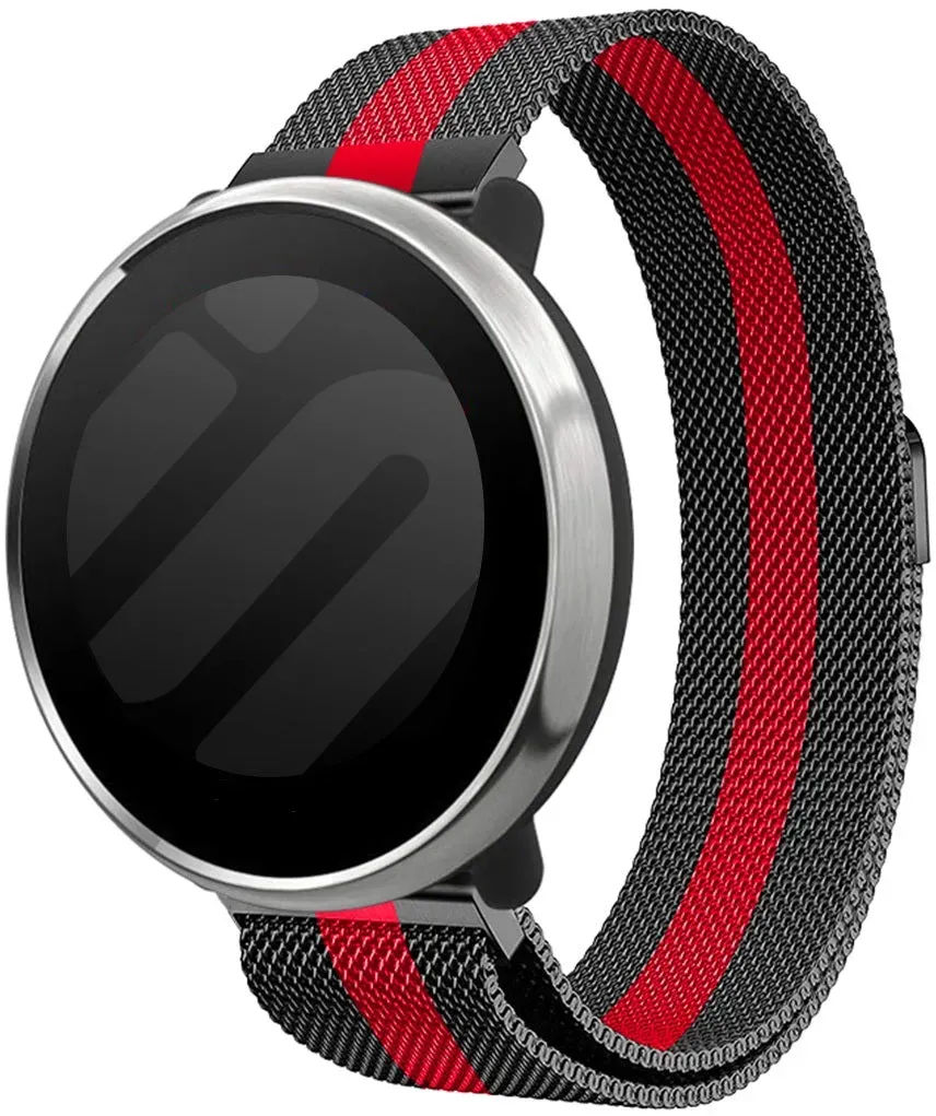 Strap-it Oneplus Watch Armband Milanese für OnePlus Watch 4  - 47mm - Schwarz/rot - Magnetischer Verschluss