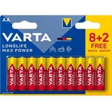 Varta Longlife Max Power AA Blister 10 (8+2) Mignon (AA)-Batterie Alkali-Mangan 1.5V 10St.