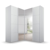 RAUCH Quadra Eckschrank inkl. Türendämpfer, mit Spiegeltüren, grau 4-trg. Spiegel, 2 Kleiderstangen, 12 Einlegeböden, BxHxT 181x229x187 cm