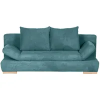 home24 Schlafsofa, Türkis, Textil, Buche, massiv, 2-Sitzer, Füllung: Schaumstoff, 200x75x92 cm, Liegefunktion, Rücken echt, Wohnzimmer, Sofas & Couches, Schlafsofas, Schlafsofas mit Bettkasten