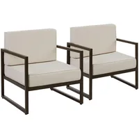 Tectake tectake® Garten-Loungesessel, Dicke des Sitzpolsters 14 cm, pulverbeschichtetes Stahlgestell, 74 x 78 x 85 cm