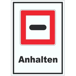 HB-Druck Anhalten Aufkleber mit Symbol und Text Stopp A0 (841x1189mm)