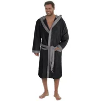 Badekönig Herrenbademantel, Kapuze, Gürtel, Langform Frottee Unifarben Baumwolle 7XL