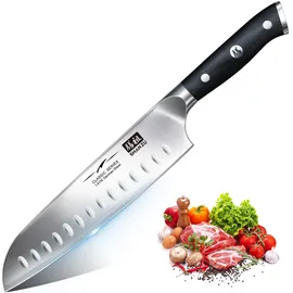 SHAN ZU Küchenmesser Japanisches Kochmesser 18cm Profi Santoku Messer Chefmesser Deutscher Carbon Edelstahl Scharfe Messerklinge Allzweckmesser Ergonomischer Griff Geschenkbox