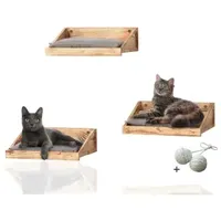 Rohrschneider ® 3-er Set Katzen Kletterstufe mit Kissen, Kletterwand mit Gratis-Spielballset