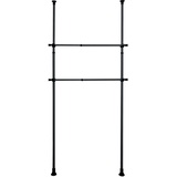 WENKO Kleiderstange Herkules 2er Set, waagerechte Ergänzungs-Stange zum passenden Teleskop-System aus Metall für begehbare Kleiderschränke, inkl. Kunststoff-Halterungen, ausziehbar bis 120 cm, Schwarz