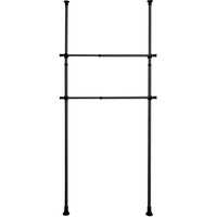 WENKO Kleiderstange Herkules 2er Set, waagerechte Ergänzungs-Stange zum passenden Teleskop-System aus Metall für begehbare Kleiderschränke, inkl. Kunststoff-Halterungen, ausziehbar bis 120 cm, Schwarz