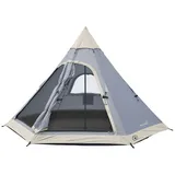 Skandika Tipi Lavvu 460 Protect | Indianerzelt, für 6 Personen 3 m Stehhöhe, grau 6 PERSONEN