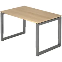 Bümö Schreibtisch Eiche, Graphit, Nachbildung,Eiche, Rechteckig, 120x74x80 cm, FSC