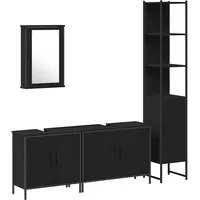 VidaXL Badezimmermöbel Set mit Regal 4 pcs Schwarz 33