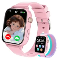 Smartwatch Kinder GPS und Telefon, 4G Uhr Smart Watch Kids mit Videoanruf, Anruffunktion, Voice Chat, WiFi SOS Spiel Wecker Schulmodus, Geschenk Kinderuhr für Kinder Jungen Mädchen 4-12 Jahren, Rosa