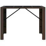 vidaXL Bartisch mit Glasplatte Braun 145x80x110 cm Poly Rattan