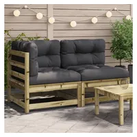 VidaXL Gartensofa mit Kissen 2-Sitzer Kiefernholz Imprägniert