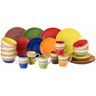 Waterside England by Retsch Arzberg Kombiset Geschirr COLOUR STRIPES 24tlg. 6 Pers. Spiraldekor Feinsteinzeug Retsch