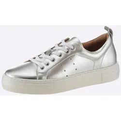 Sneaker HEINE, Damen, Gr. 42, silber (silberfarben), Leder, Rindsleder, Rindsleder, modisch, Schuhe
