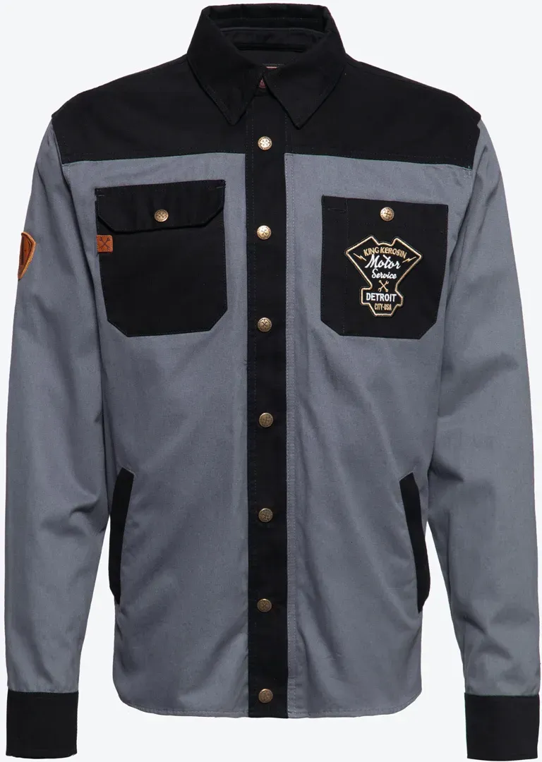 King Kerosin Motor Service Speedshop Workwear Hemd, schwarz-grau, Größe 5XL für Männer