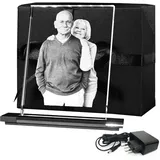 LOOXIS Personalisiertes Laser-Foto vom eigenen Bild in Flachglas gelasert mit Wunschgravur - 180 x 130 x 8 mm, inkl Leuchtsockel – Geschenkidee Männer, Frauen, Hochzeitstag, Geburtstag – L Hochformat