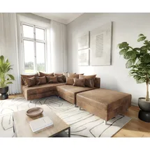 DeLife Ecksofa Clovis Braun Antik Optik Hocker Ottomane Links Modulsofa, Design Ecksofas, Couch Loft, Modulsofa, modular