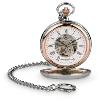 Hermann Jäckle Taschenuhr Lindau Skelett, Handaufzug, Mineralglas, mit Kette & Reiseetui