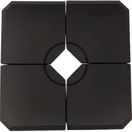 Outsunny Schirmgewicht, 4-tlg. Schirmständer, mit 80 kg Wasser oder 120 kg Sand befüllbar, hdpe, Schwarz, 100 x 100 x 9,5 cm