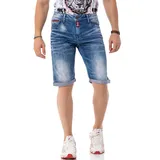 Cipo & Baxx CIPO & BAXX, Herren, Gr. 29, N-Gr, blau (blau used), Denim/Jeans, Obermaterial: 98% Baumwolle, 2% Elasthan, Abriebeffekte, regular fit kniefrei, Jeans Jeansshorts, Baumwollmischung, regular fit