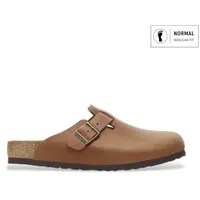 Birkenstock für Herren. 1028179 Leder-Clogs Boston (Normale Passform) braun (43), Wohnung, Keine, Lässig
