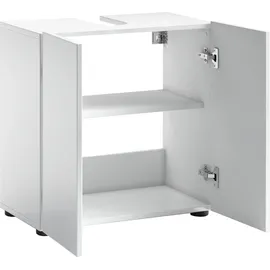 WELLTIME Waschbeckenschrank WELLTIME "MISTER, WBU, Bad-Unterschrank, 60 cm breit, 2 Türen, 2 Fächer", weiß, B:60cm H:62cm T:34cm, FSC-zertifizierter Holzwerkstoff, Schränke, Waschbeckenunterschrank, Badmöbel, Hochglanz lackiert, Made in Italy, mit Siphonausschnitt