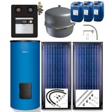 Buderus Logaplus S2 2x Flachkollektor SKN4.0 Aufdach-Montage, WW-Speicher SM300B-C, SC20/2, 4, 74m2, blau 7739606272