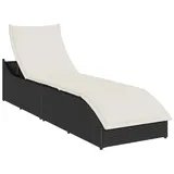 vidaXL Klappliege mit Auflage und Stauraum Schwarz Poly-Rattan