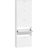 Schuhschrank Hochglanz-Weiß 59x17x169 cm Holzwerkstoff