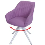 Mendler Esszimmerstuhl HWC-K27, Küchenstuhl Stuhl mit Armlehne, drehbar Stoff/Textil ~ lila