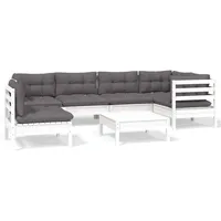 vidaXL Garten-Lounge-Set 7-tlg. weiß Kiefernholz
