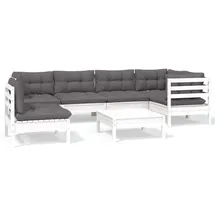 vidaXL Garten-Lounge-Set 7-tlg. weiß Kiefernholz