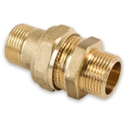 Messing Gewinde-Fitting Verschraubung gerade flachdichtend AG-AG, schwere Ausfühung, verschiedene Größen (Ausführung: 1/2''AG)