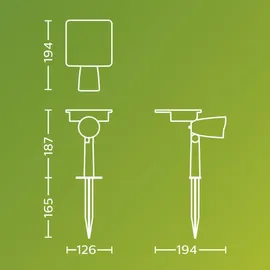 Philips Außenstandleuchte Kunststoff 18,7 cm Solar 1,4 W schwarz