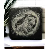 Glasuntersetzer mit Gravur Sternzeichen – Schieferuntersetzer als Geburtstagsgeschenk – Schieferplatte 10 x 10 cm- Geschenkidee (Stier)