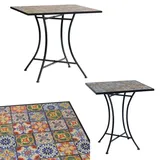 Lex Mosaik Mosaiktisch Gartentisch quadratisch Bistro Eisenramen elegant Bunt : 70x61,5x61,5 : Bunt gemustert
