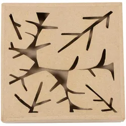 Décopatch 4x Braunes Pappmaché, viereckige Schachtel Pflanze 17x17x3cm - Kartonbraun BT075C
