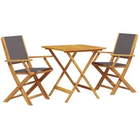 vidaXL 3-tlg. Bistro-Set Anthrazit Stoff und Massivholz