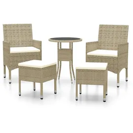 vidaXL 5-tlg. Garten-Lounge-Set Poly Rattan Beige