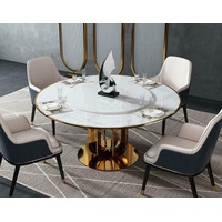 JVmoebel Esstisch, Luxus Runder Tisch Runde Design Tische Edelstahl Möbel Esszimmer weiß