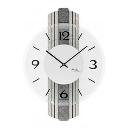 AMS -Wanduhr Steinstruktur mit Stein-Auflage Quarz 38cm- 9675