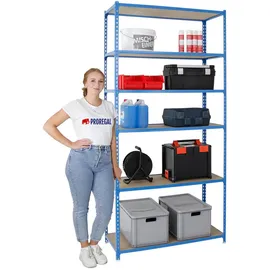 Proregal Schwerlastregal Metall 250 x 80 x 50 cm blau 6 Fachböden Fachlast 150 kg