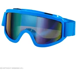 80er Jahre Skibrille, neon blau