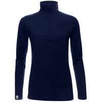 Kaipara - Merino Sportswear Funktionsshirt Merino Zip-Neck Damen Regular 200 (1-tlg) aus reiner Merinowolle Made in Germany blau XL