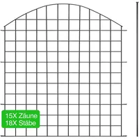 NewHabitat | 15x Teichzaun Steckzaun aus Metall, Anthrazit, 78cm - Erweiterbares Zaunset für Garten, Teich, Pool und Tiergehege