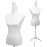MCW Schneiderpuppe MCW-Q24, Schaufensterpuppe Torso weiblich, Schaumstoff, abnehmbarer Bezug, MVG-zertifiziert ~ weiß