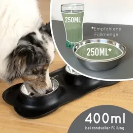 KaraLuna Doppelnapf Napfunterlage mit 4x Napf schwarz M