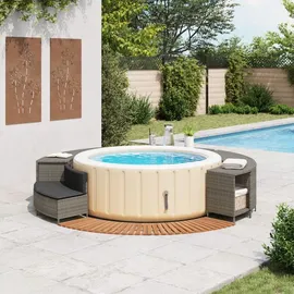 vidaXL Whirlpool-Umrandung Grau Poly Rattan und Massivholz Akazie